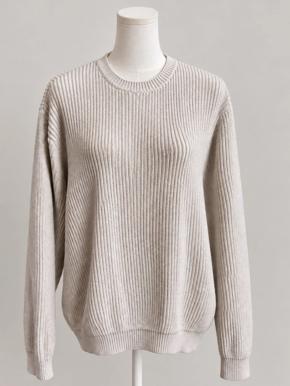 John Galt Brandy Melville Cream Chunky Rib Knit Crewneck Sweater One Size